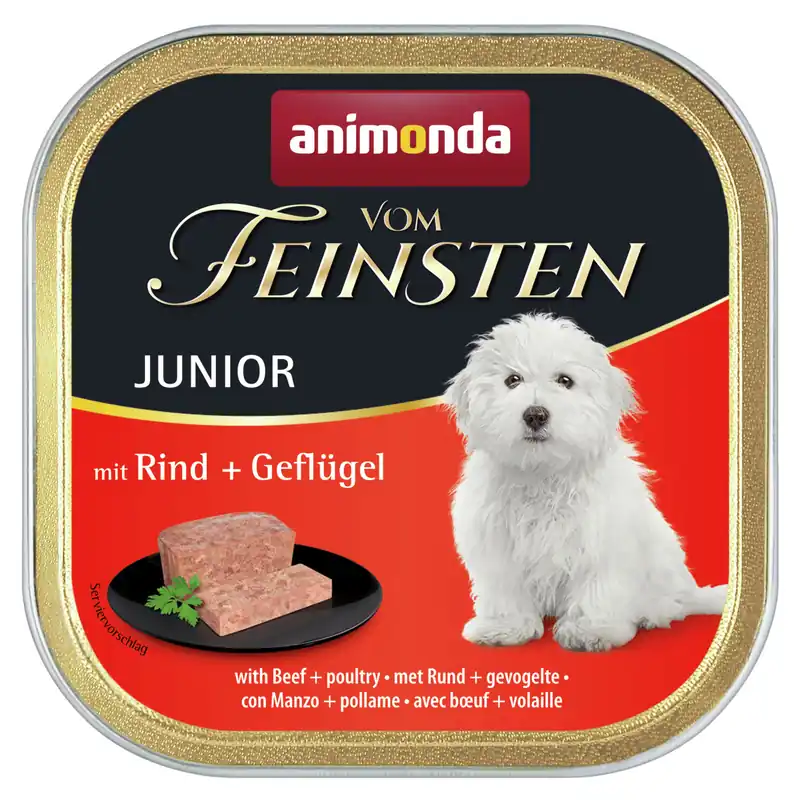 Sparpaket 44 x 150 g Animonda vom Feinsten Junior mit Rind & Geflügel Hunde Nassfutter Expressversand